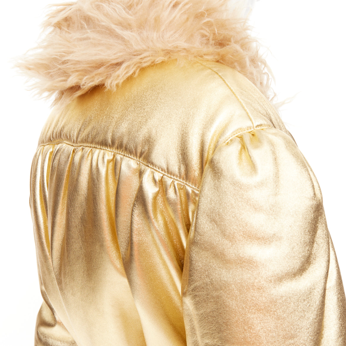 Women's Miu Miu 2019 Leather Mohair Fur Collar Coat
