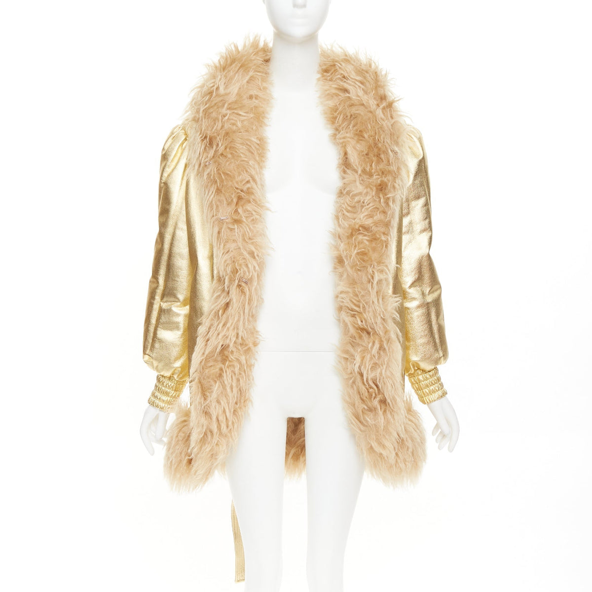 Women's Miu Miu 2019 Leather Mohair Fur Collar Coat