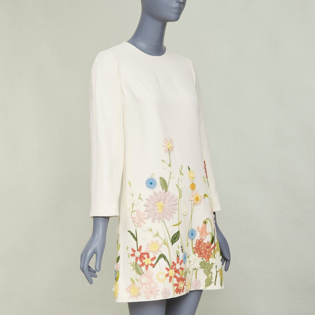 Women's Valentino Crepe Couture Floral Embroidered A Line