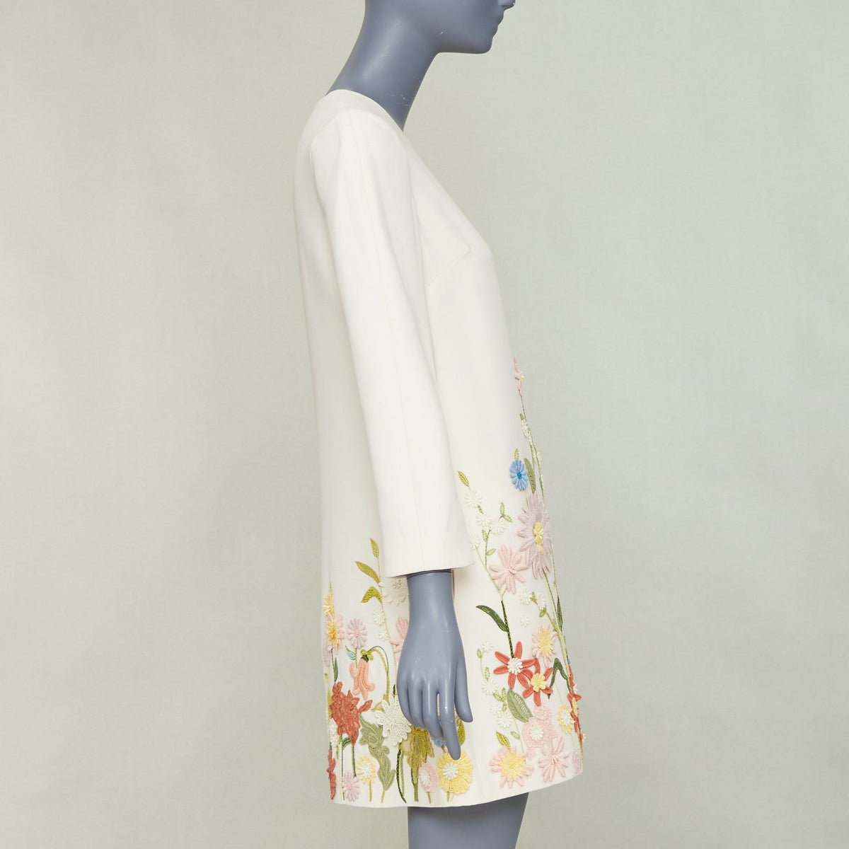 Women's Valentino Crepe Couture Floral Embroidered A Line