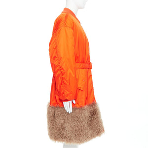 Prada Men's Prada Faux Fur Hem Belted Bomber Coat - view 4