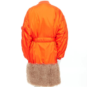 Prada Men's Prada Faux Fur Hem Belted Bomber Coat - view 5