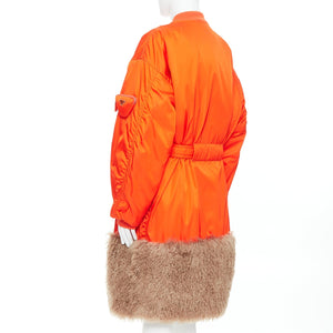 Prada Men's Prada Faux Fur Hem Belted Bomber Coat - view 6