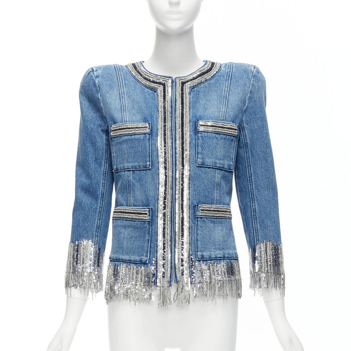 Balmain Women's Balmain Denim Crystal Embellished Jacket