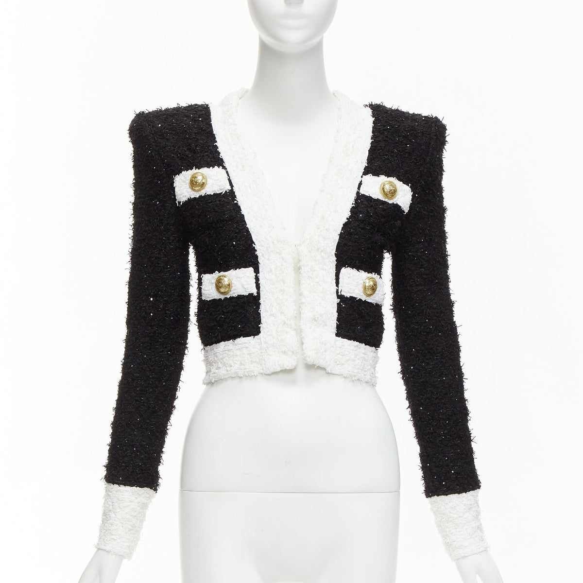 Women's Balmain Striped Tweed Cropped Blazer
