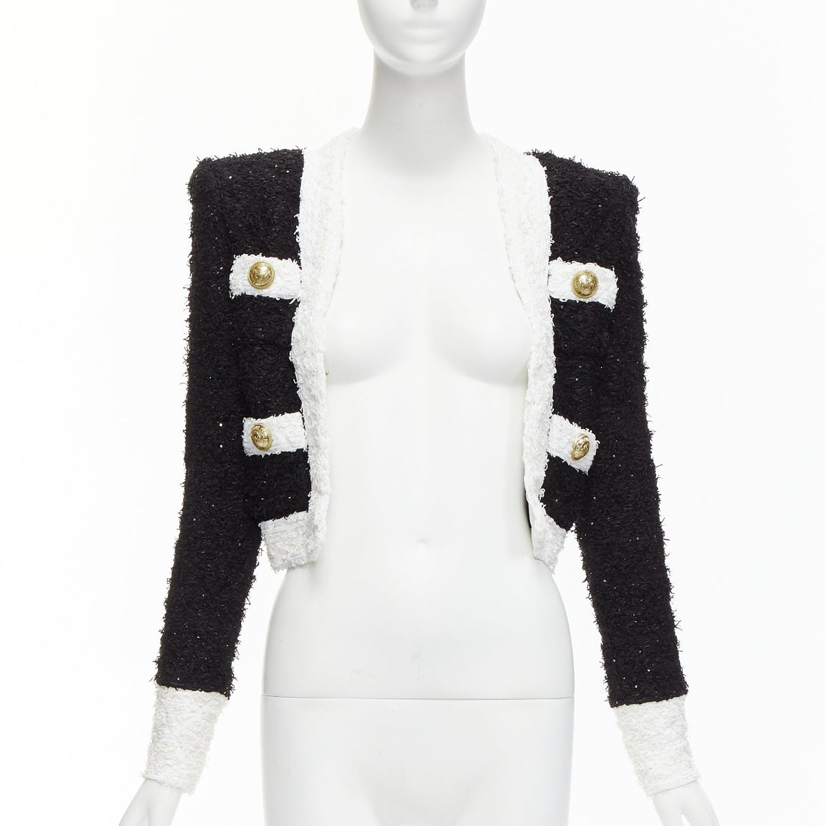 Women's Balmain Striped Tweed Cropped Blazer