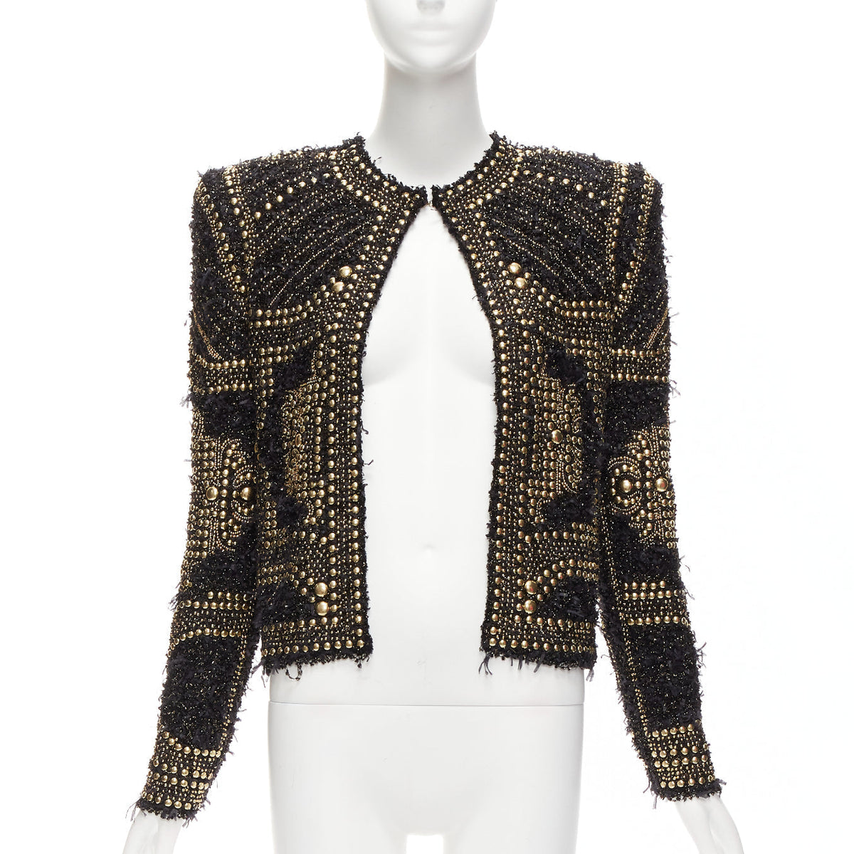 Women's Balmain 2022 Boucle Tweed Studded Jacket