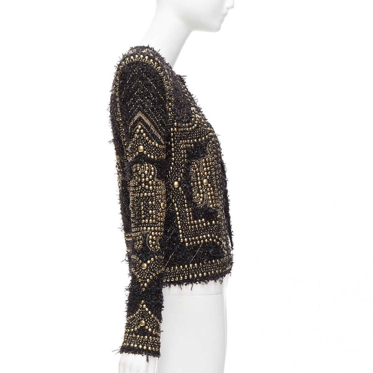 Women's Balmain 2022 Boucle Tweed Studded Jacket