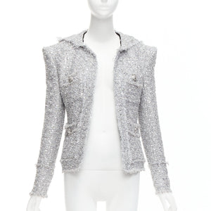 Balmain Women's Balmain Sequin Tweed Hooded Jacket - view 1