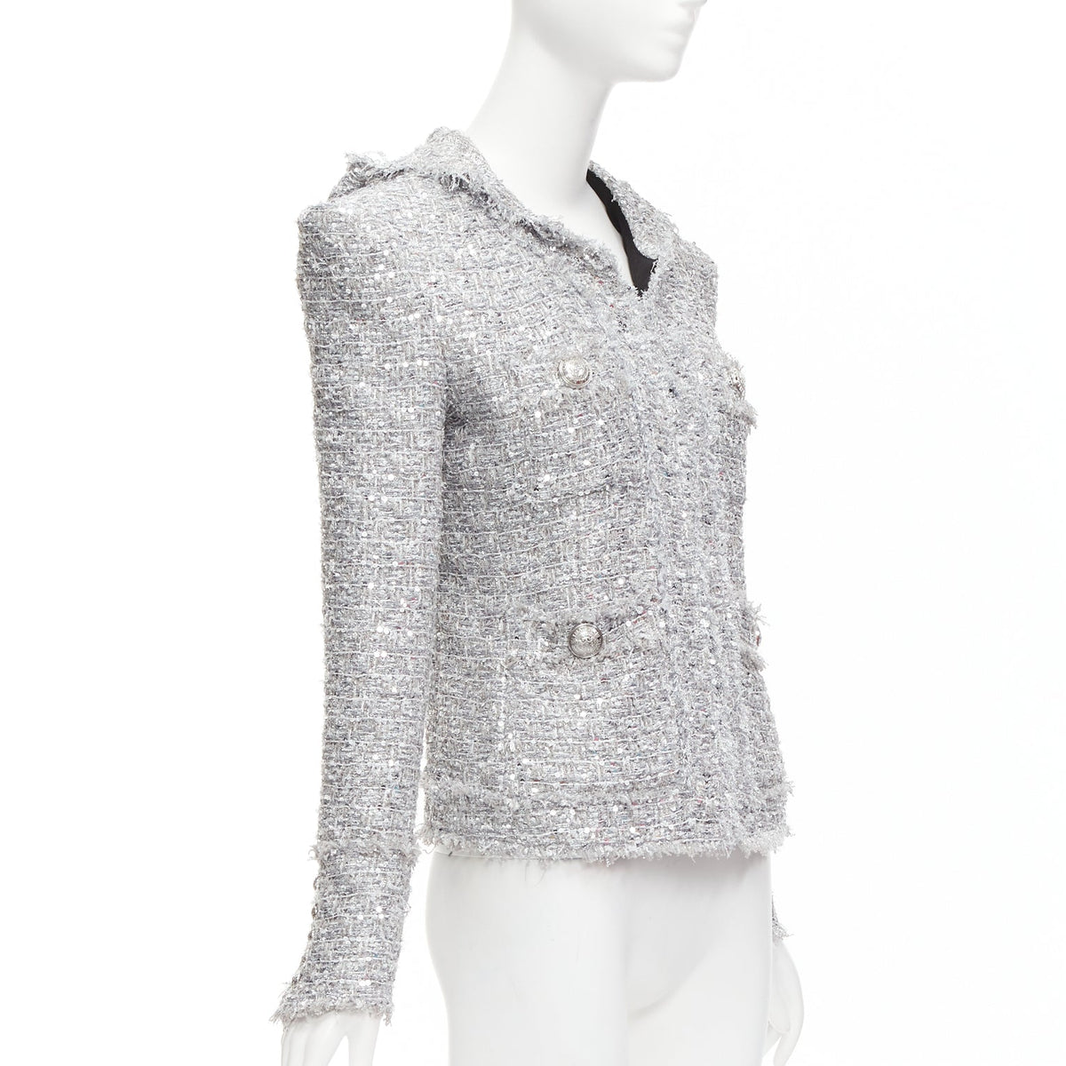 Women's Balmain Sequin Tweed Hooded Jacket