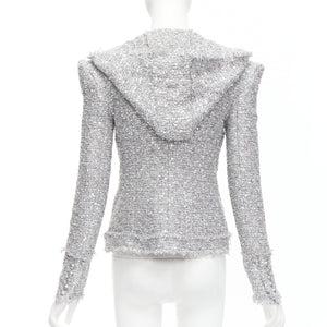 Balmain Women's Balmain Sequin Tweed Hooded Jacket - view 6