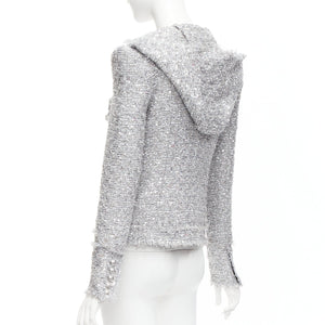 Balmain Women's Balmain Sequin Tweed Hooded Jacket - view 7