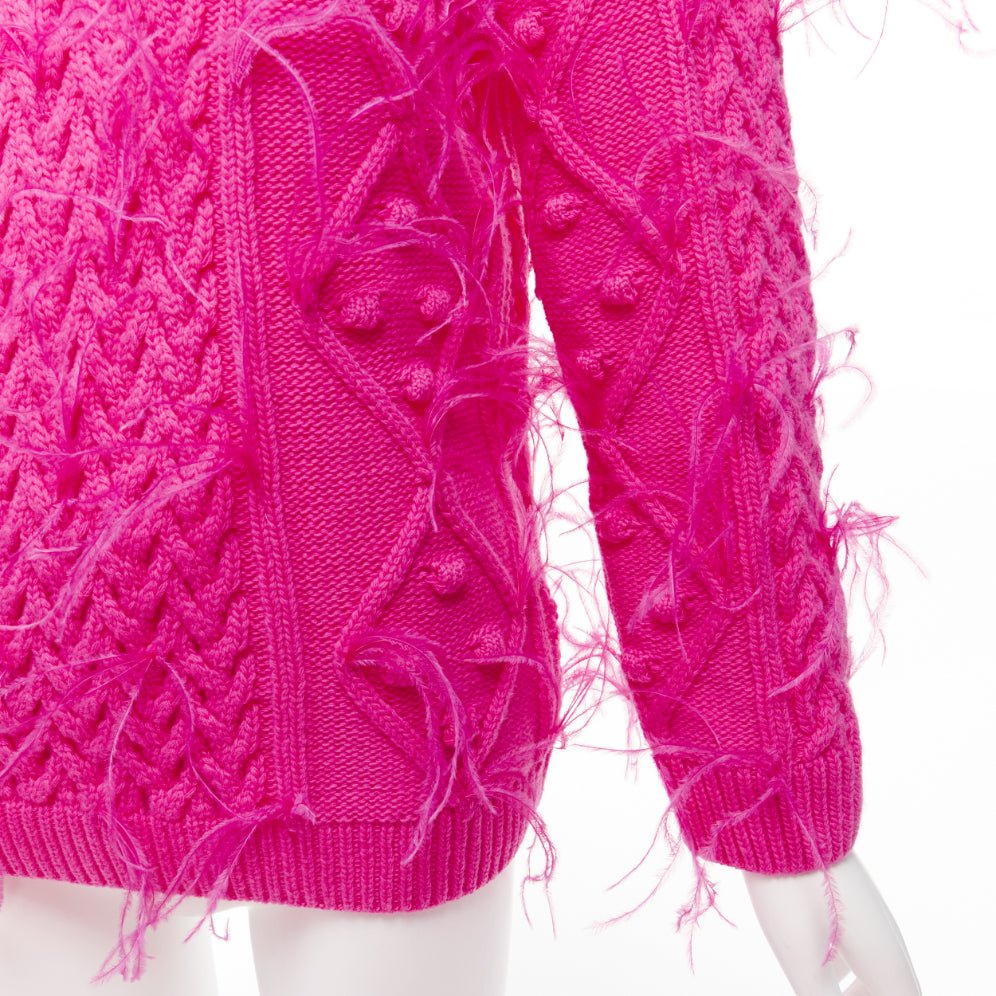 Women's Valentino Feather Embellished Cable Knit Sweater