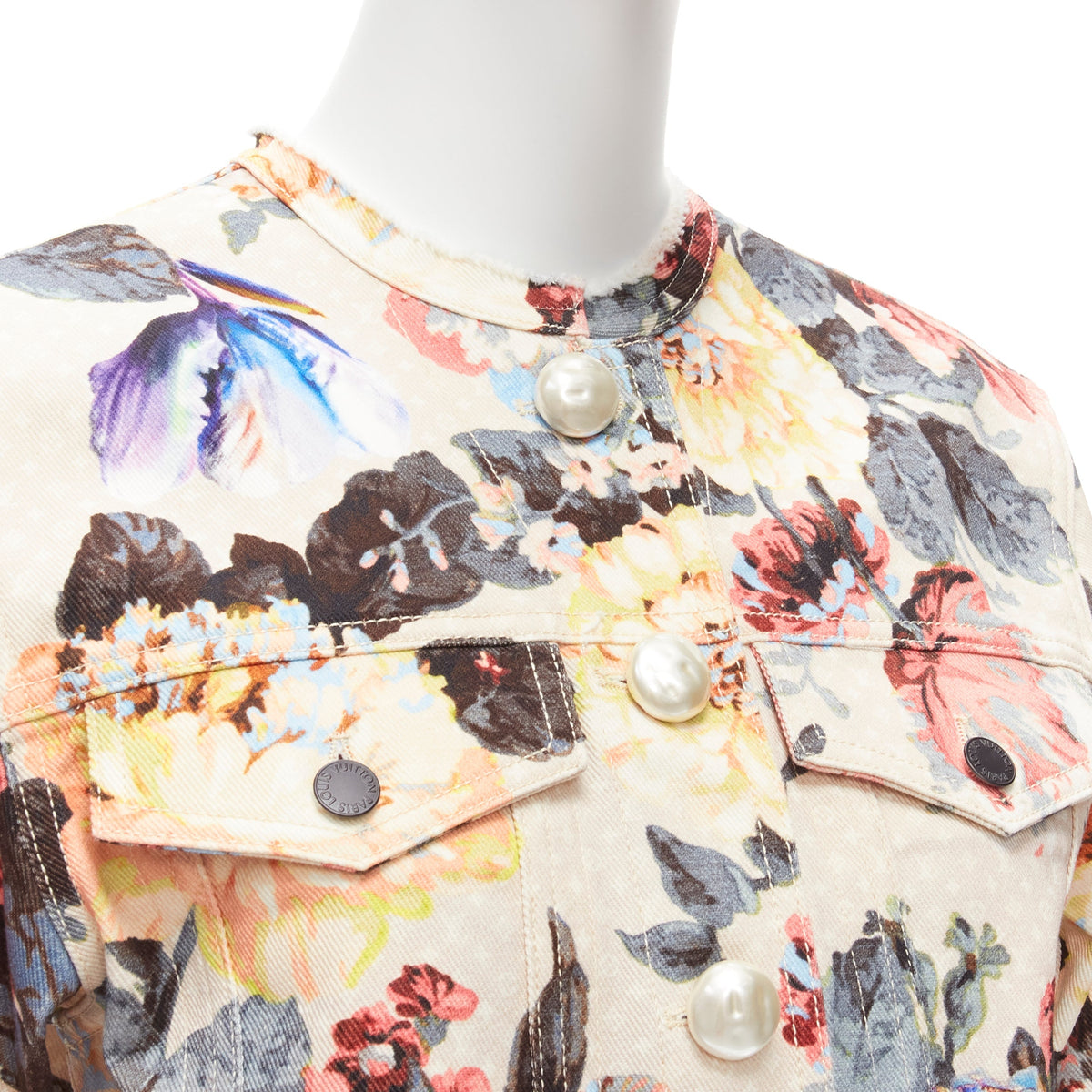 Women's Louis Vuitton Flower Pearl Button Jacket