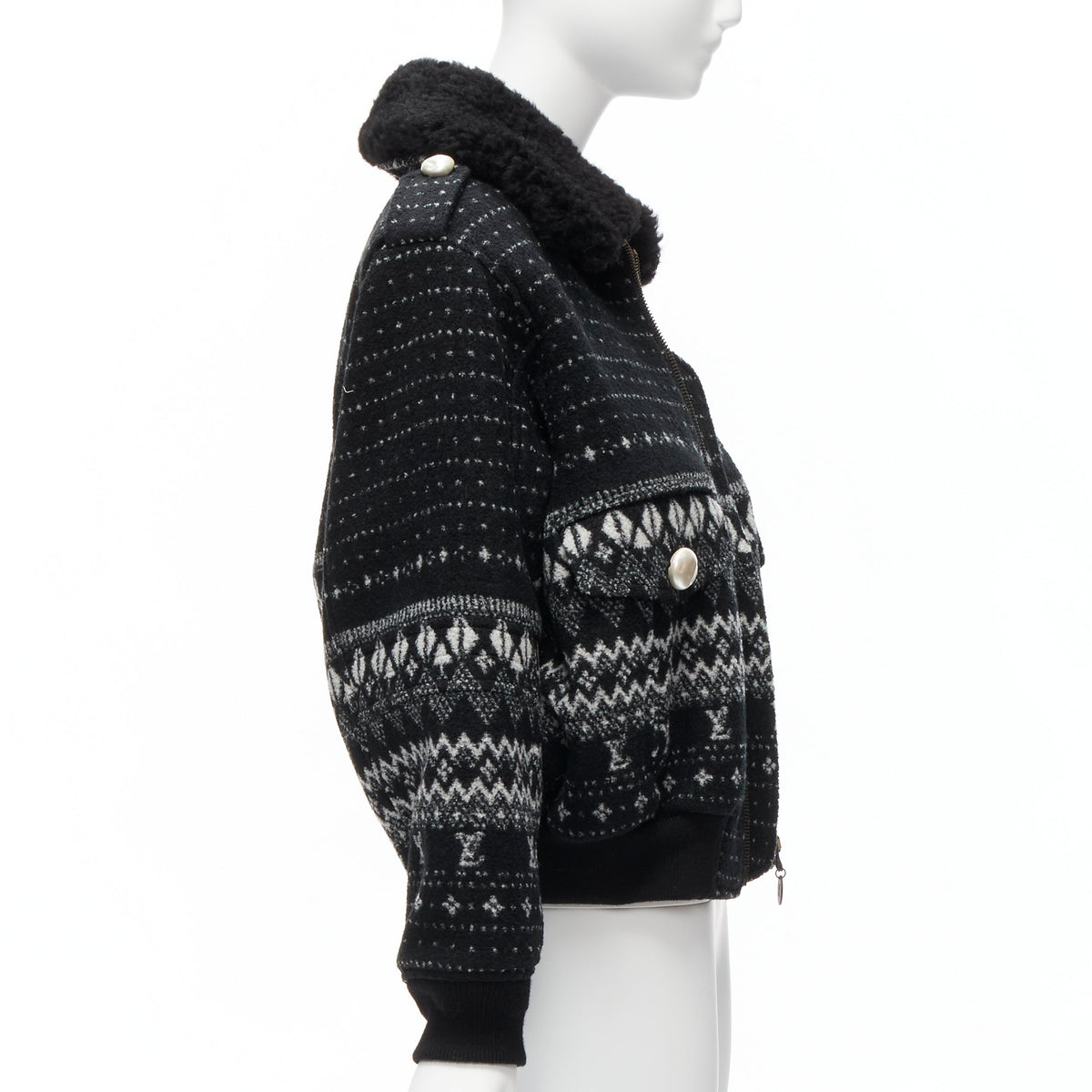 Women's Louis Vuitton Monogram Wool Aviator Jacket