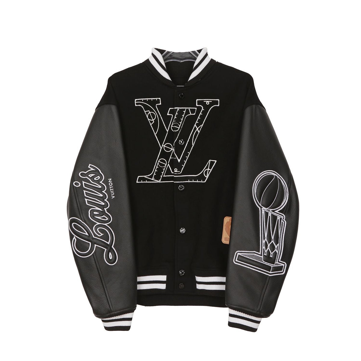 Men's Black Leather Nba Basketball Jacket Size