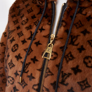 Louis Vuitton Women's Louis Vuitton Monogram Mink Fur drawstring zip jacket - view 2