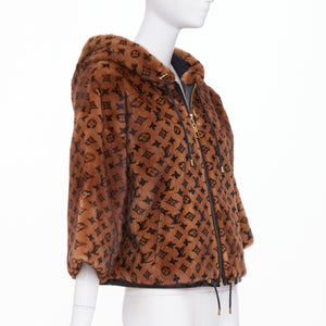 Louis Vuitton Women's Louis Vuitton Monogram Mink Fur drawstring zip jacket - view 3