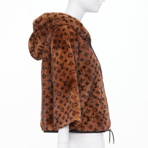 Louis Vuitton Women's Louis Vuitton Monogram Mink Fur drawstring zip jacket - view 4