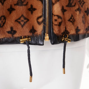 Louis Vuitton Women's Louis Vuitton Monogram Mink Fur drawstring zip jacket - view 8