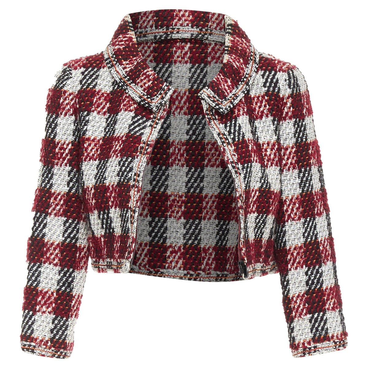 Women's Chanel checked tweed cropped zip up jacket