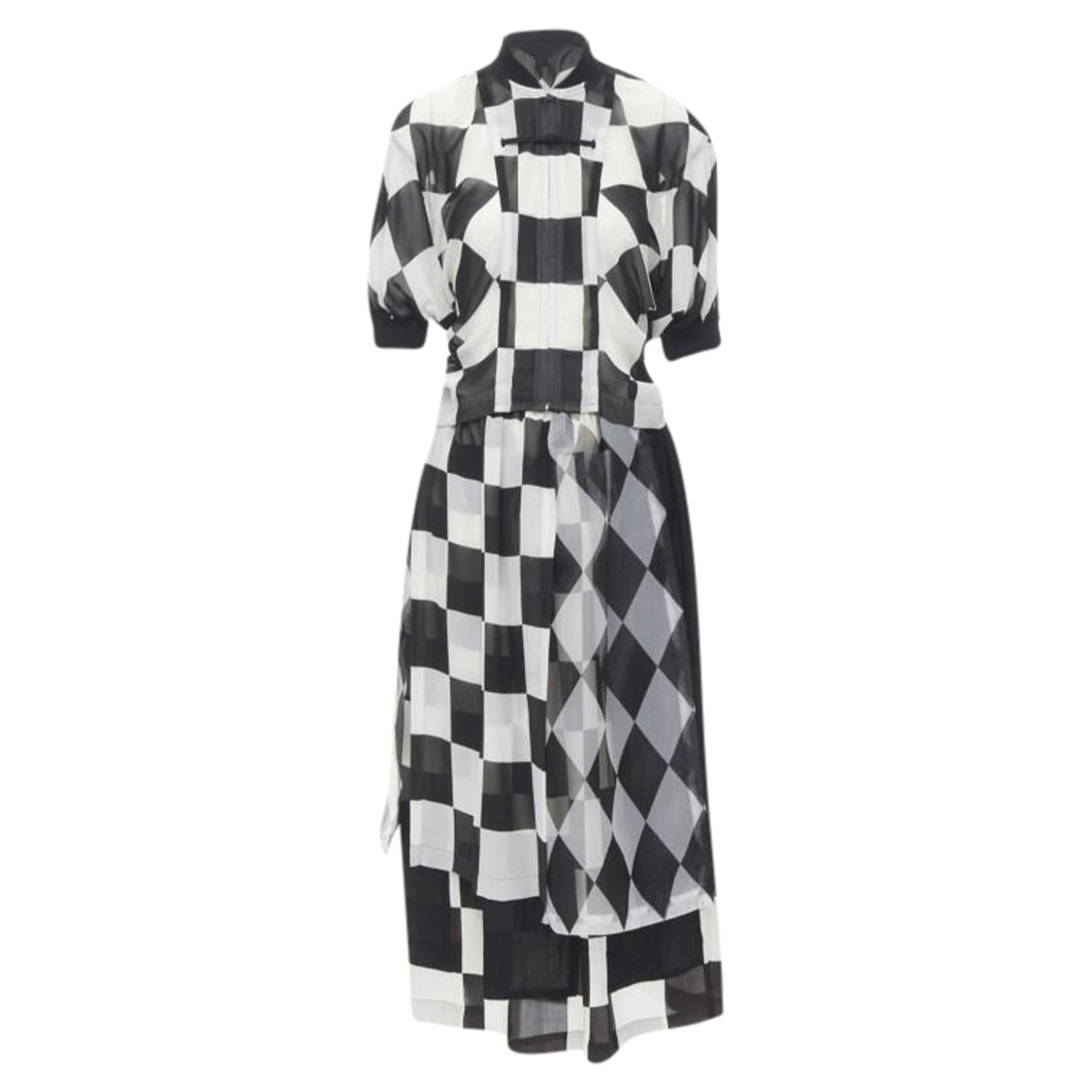 Women's Comme des Garcons chessboard checkered bomber skirt