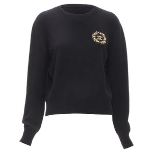 Chanel Women's Chanel cashmere blend bead pearl CC badge sweater - view 1