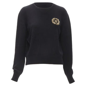 Chanel Women's Chanel cashmere blend bead pearl CC badge sweater - view 10