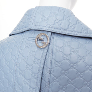 Gucci Women's Gucci All Over Embossed GG Button Split Back leather coat - view 2