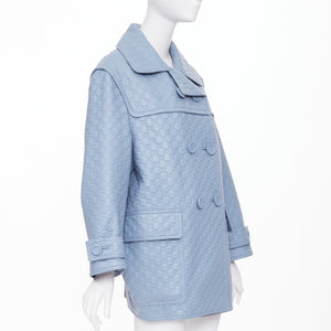 Gucci Women's Gucci All Over Embossed GG Button Split Back leather coat - view 3