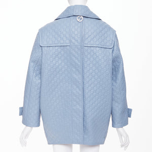 Gucci Women's Gucci All Over Embossed GG Button Split Back leather coat - view 5