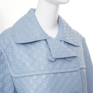 Gucci Women's Gucci All Over Embossed GG Button Split Back leather coat - view 7