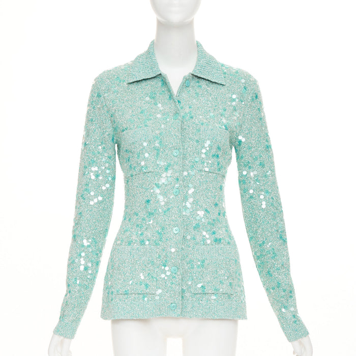 Gucci Women's Gucci tweed blend polo sequin knit cardigan