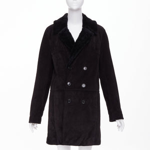 Saint Laurent Men's Saint Laurent leather shearling lined double breasted coat - view 1