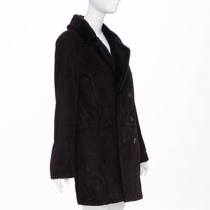 Saint Laurent Men's Saint Laurent leather shearling lined double breasted coat - view 3