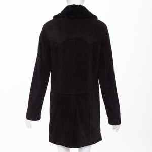 Saint Laurent Men's Saint Laurent leather shearling lined double breasted coat - view 5