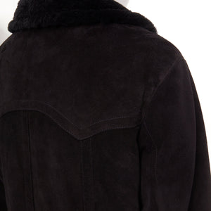 Saint Laurent Men's Saint Laurent leather shearling lined double breasted coat - view 8
