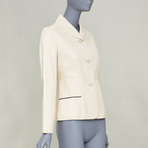 Hermes Women's Hermes Equestrian ivory washed lambskin leather jacket - view 4