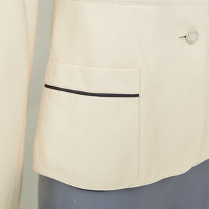 Hermes Women's Hermes Equestrian ivory washed lambskin leather jacket - view 8