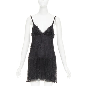 Prada Women's Prada black rhinestone crystal degrade mesh mini slip dress - view 1