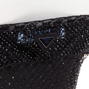 Prada Women's Prada black rhinestone crystal degrade mesh mini slip dress - view 2