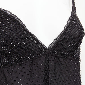 Prada Women's Prada black rhinestone crystal degrade mesh mini slip dress - view 7