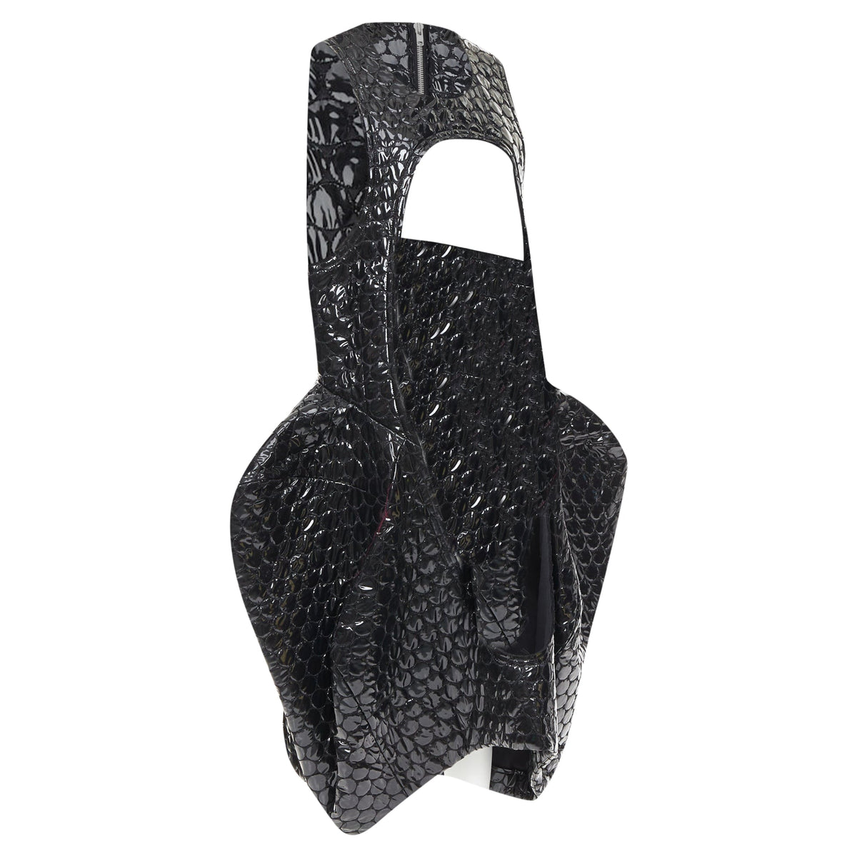 Women's Comme des Garcons black PVC bubble quilted cut out dress