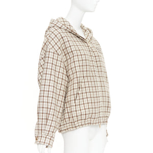 Miu Miu Women's Miu Miu cocoa brown check logo hooded blouson jacket - view 4