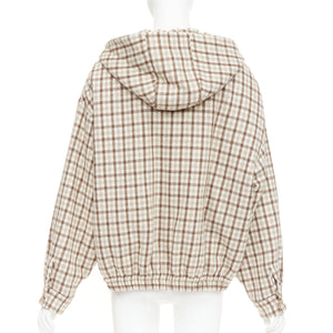 Miu Miu Women's Miu Miu cocoa brown check logo hooded blouson jacket - view 6