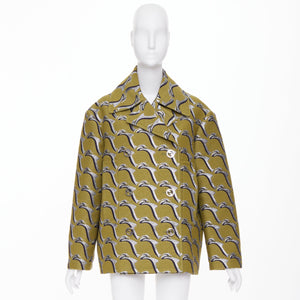 Gucci Women's Gucci Heron bird jacquard peacoat - view 10