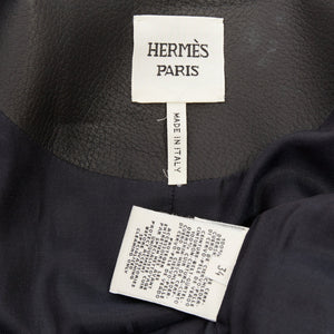 Hermes Women's Hermes deerskin asymmetric snap button belted leather coat - view 10
