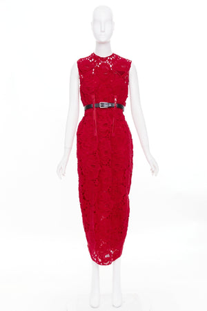 Prada Women's Prada 2022 Red Lace Sheath Dress - view 10