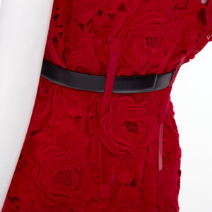 Prada Women's Prada 2022 Red Lace Sheath Dress - view 8