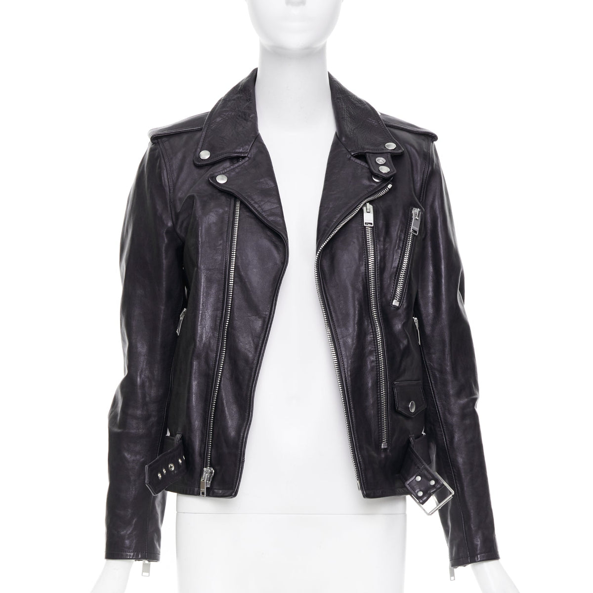 Men's Saint Laurent 2016 Black Leather L17 Buckled Biker Jacket